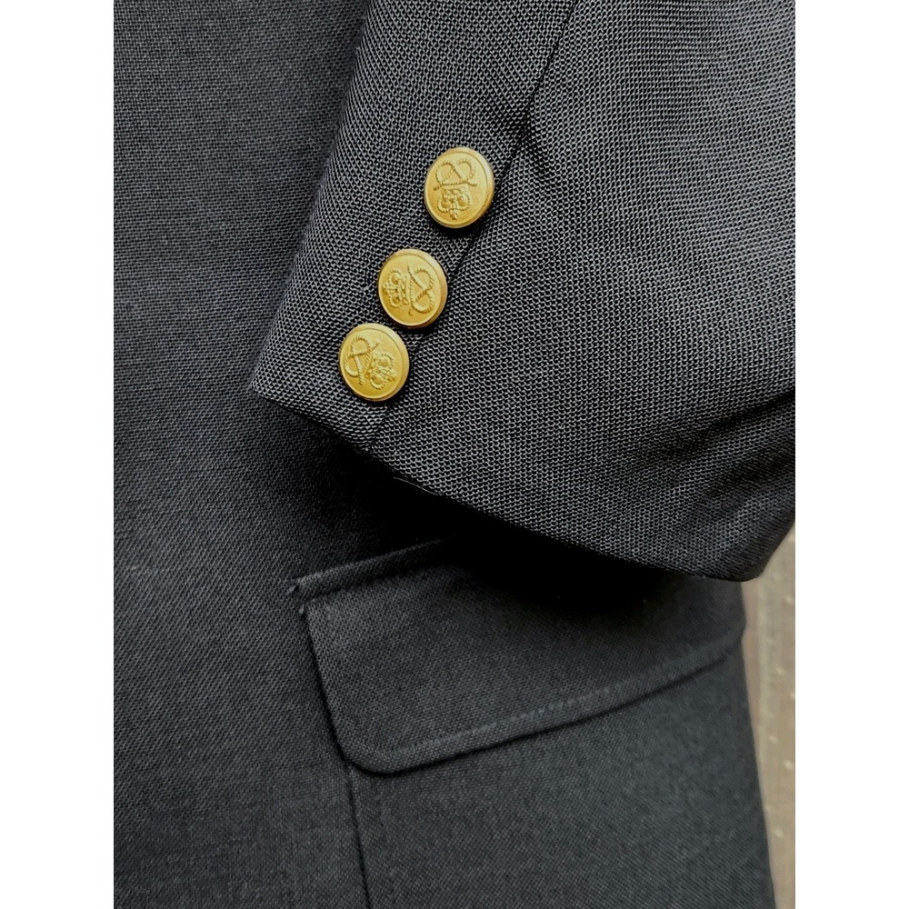 42‎ Men BLACK GOLD BUTTON Blazer Country Club Jacket L Old Money Luxury Stafford